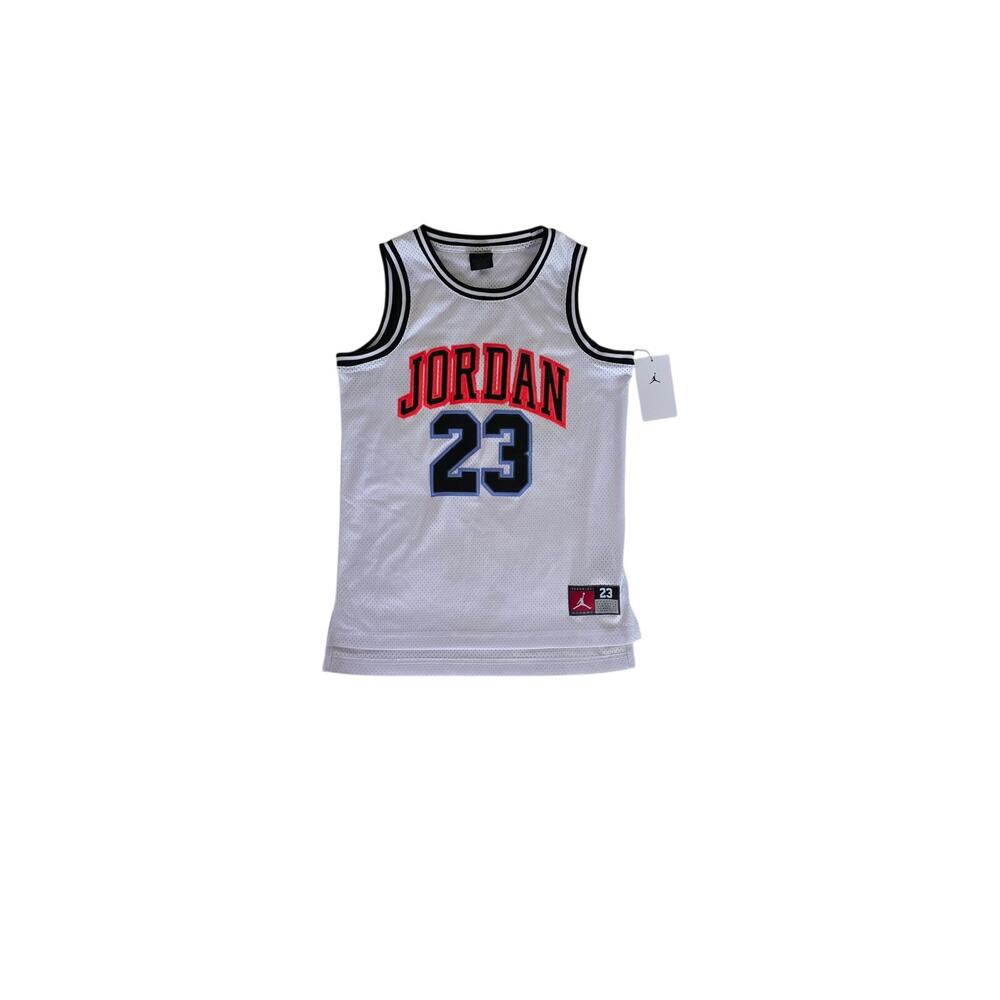 Jordan 23 Jersey Boys Medium 10-12 White Mesh Basketball NWT